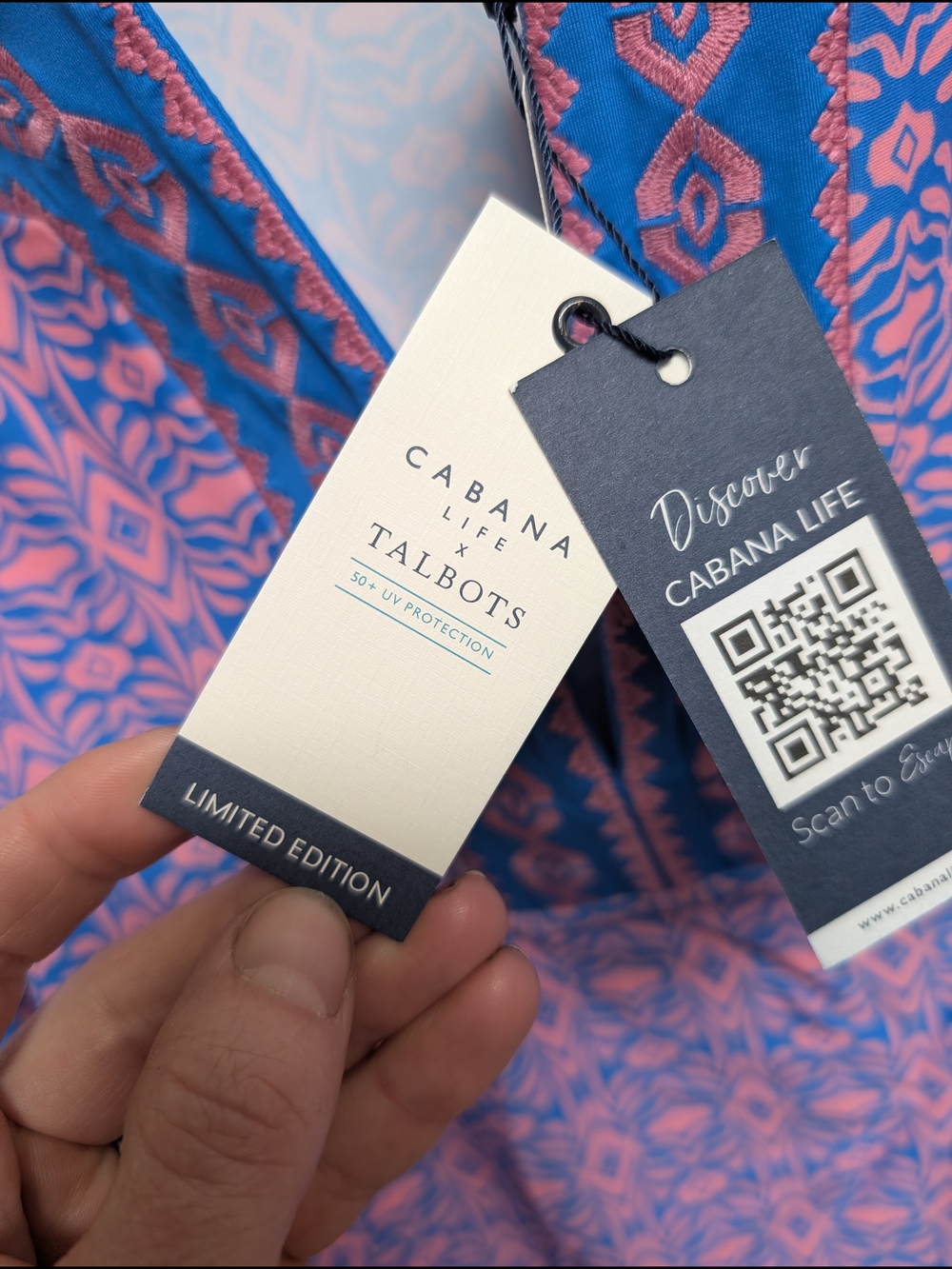 Cabana Life & Talbots Pink & Blue Printed Swim Cover-Up Tunic Dress - Picture 4 of 5